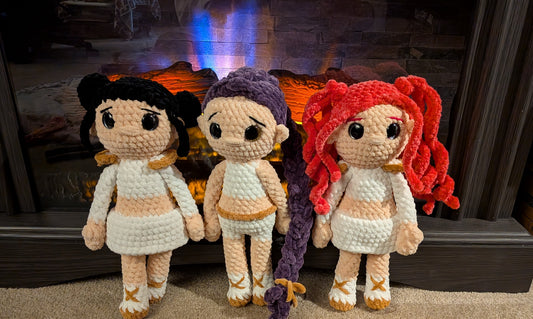 Set of 3 K-Pop Demon Hunter “Huntr/x” Crochet Dolls – Handmade Plush Collectibles