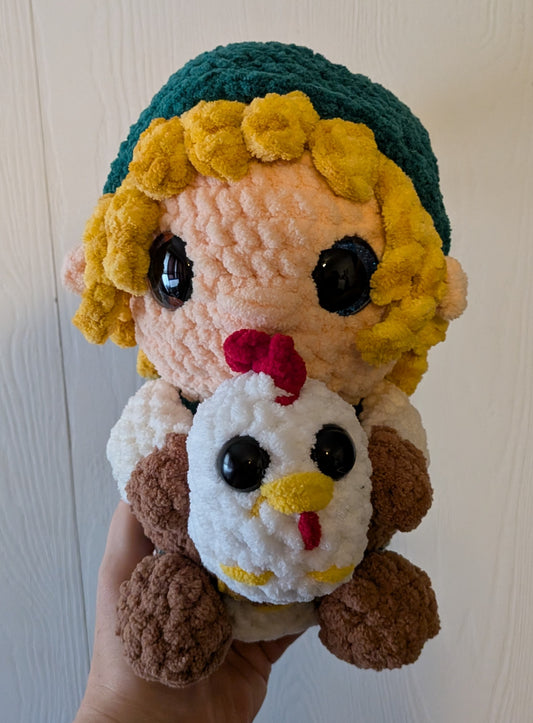 Handmade Crochet Link with Chicken plushie