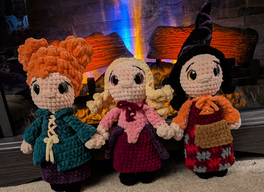 Set of 3 Handmade Crochet Sanderson Sister Dolls